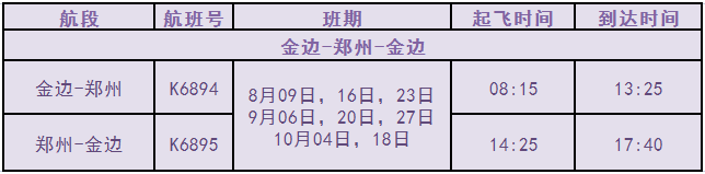 7月柬埔寨回国航班汇总