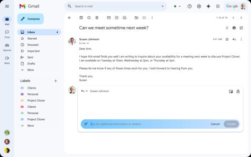 Gemini in Gmail | 图片来源：谷歌