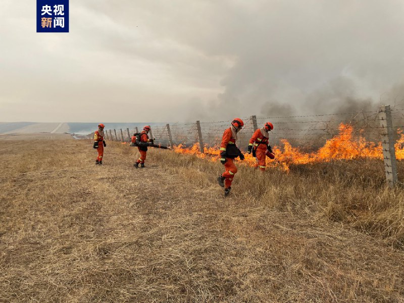 内蒙古森林消防堵截蒙古国草原大火入境 中蒙边境线明火已被扑灭