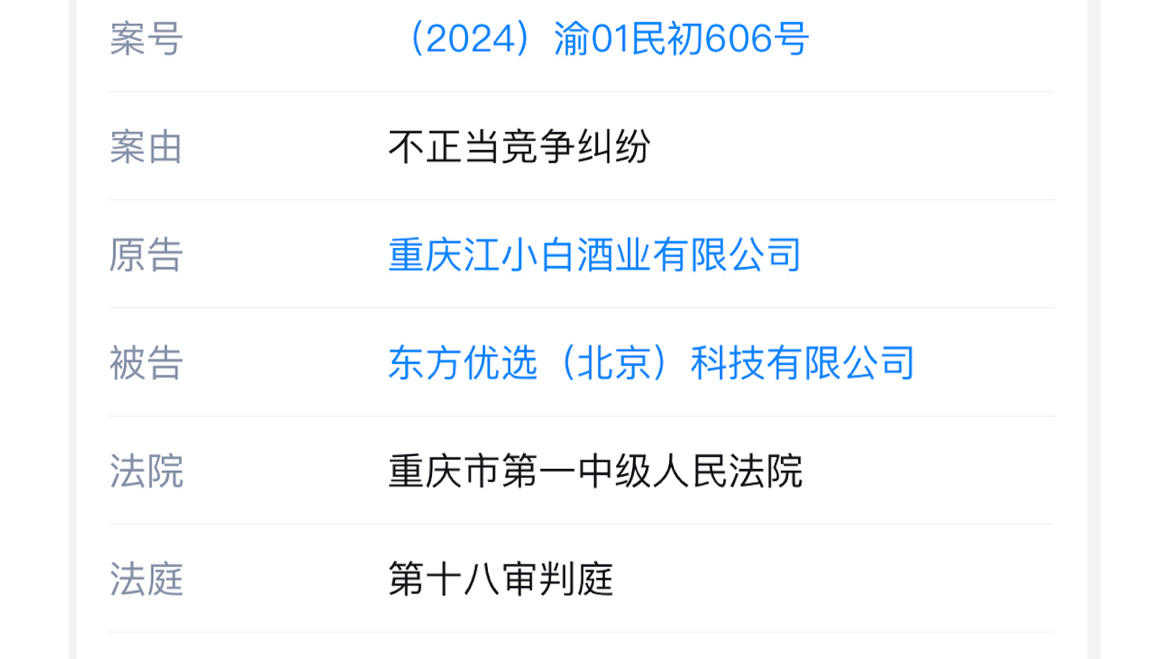 观点纷争之后，江小白正式起诉东方优选不正当竞争