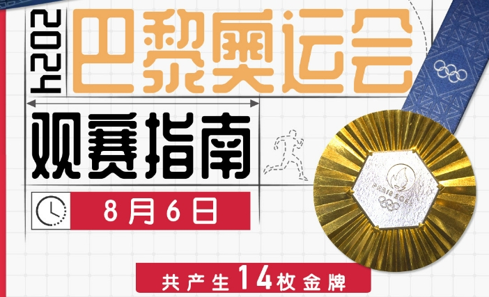 8月6日巴黎奥运会金牌赛程，共产生14枚金牌